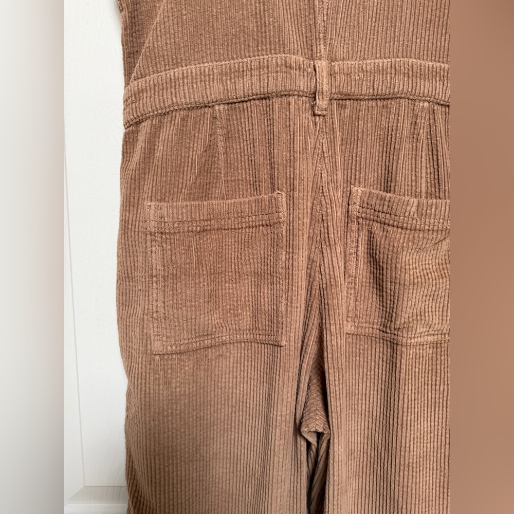Aerie Wide Leg Corduroy Overalls Womens Large Cinnamon Brown Boho NWT - Picture 8 of 11